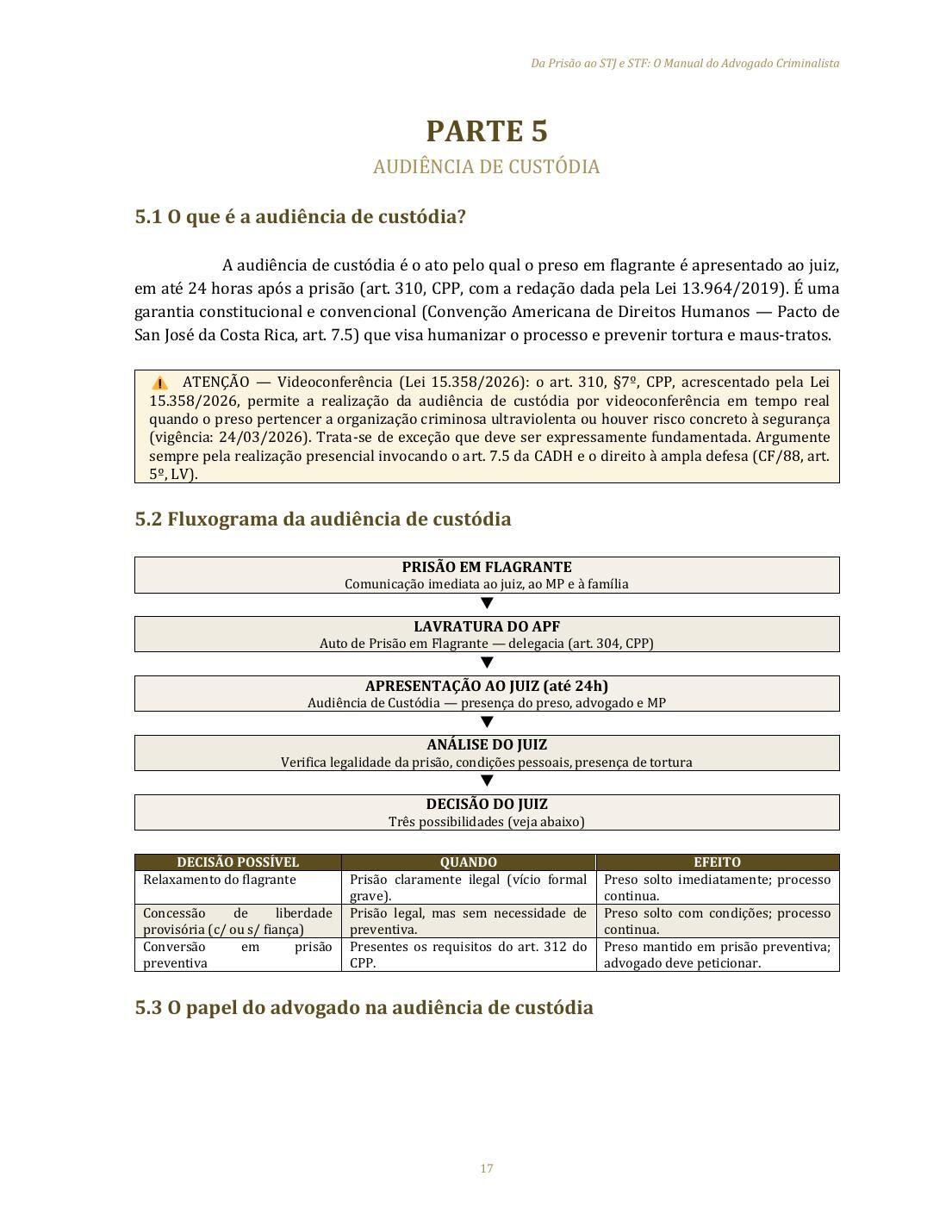 Fluxograma da Audiência de Custódia